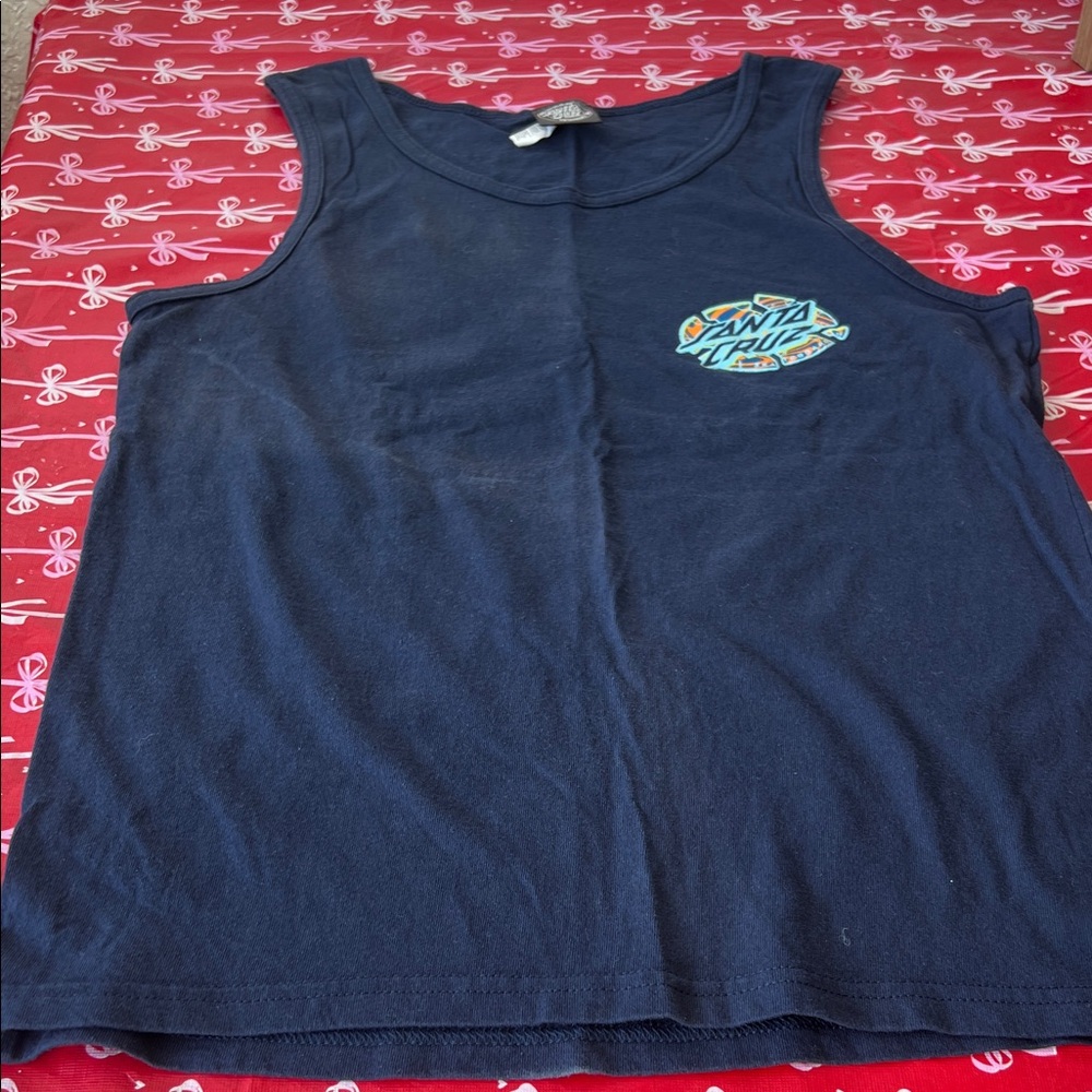 Santa Cruz Dark Blue Tank Top Size Small small stain as shown on picture